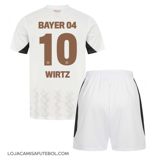 Camisa de Futebol Bayer Leverkusen Florian Wirtz #10 Equipamento Secundário Infantil 2024-25 Manga Curta (+ Calças curtas)